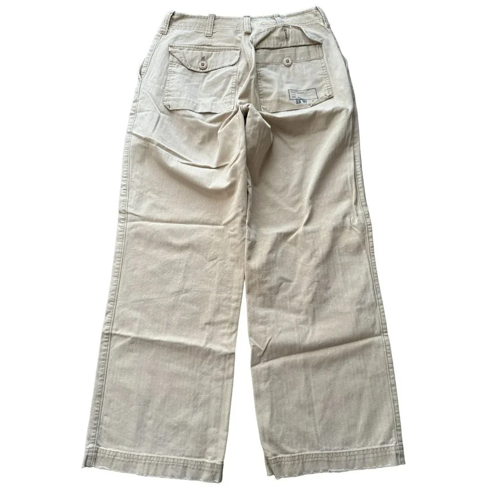 Hollister Co Mens Wide Leg Chino Pants Khaki Tan Button Fly Size‎ 30 Z1